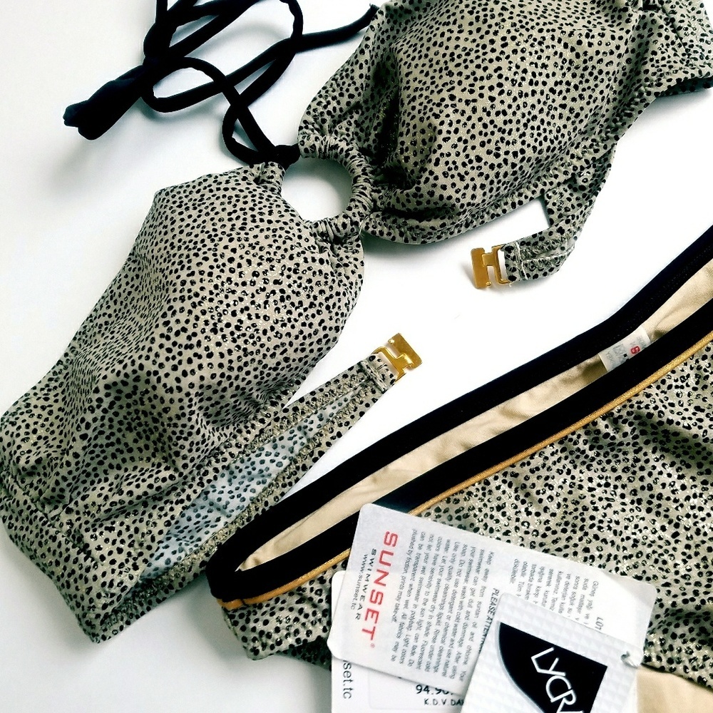 Goddess Bikini Set Black and Gold Flake Speckled
